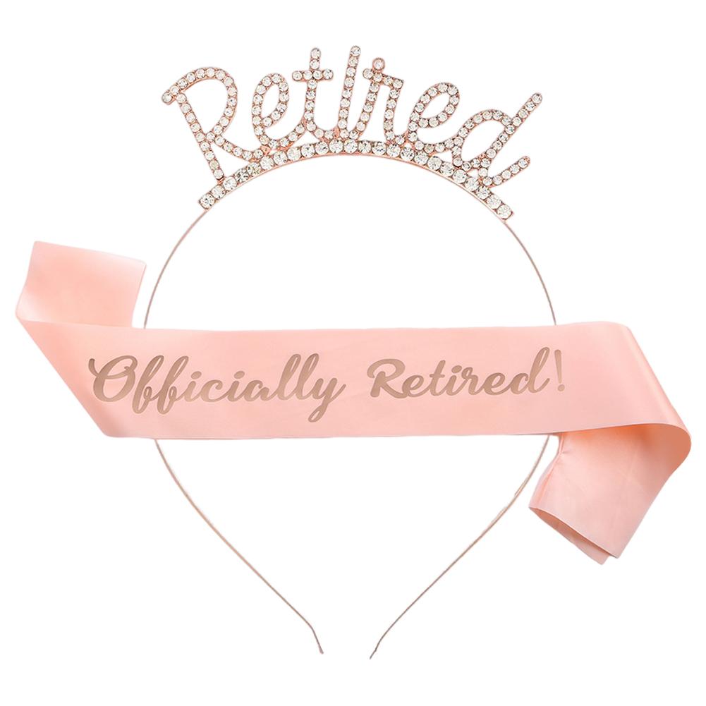 Retirement Party Sash Tiara Kit Fashion Retirement Crown Sash Set Officially Retired Retirement Sash Happy Retirement Supplies