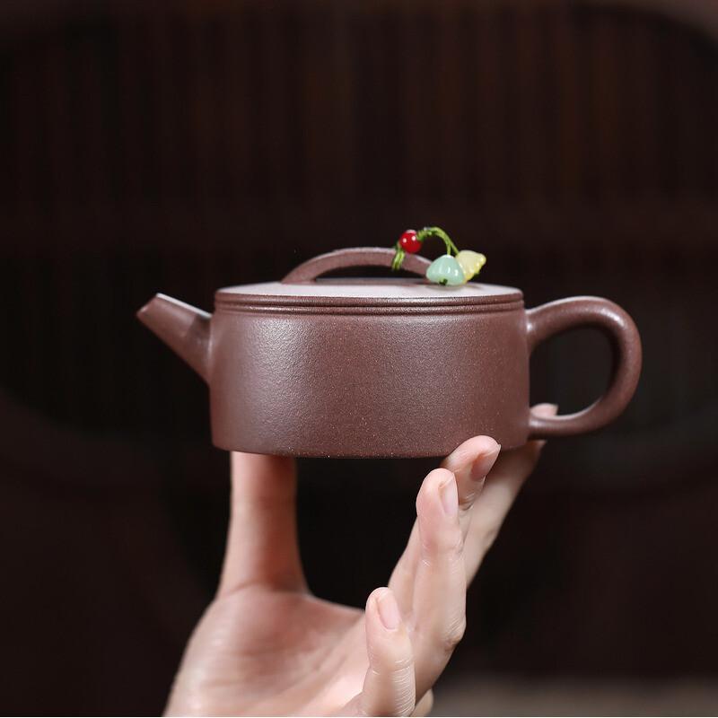 

200 мл Эстетичные Исинские Чайники из Фиолетовой Глины Ручной Работы Чайник с Большим Горлышком Глина из Сырой Руды Глина Персикового Цвета Чайник с Чайным Инфузором Чайный Набор Цзыша