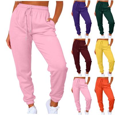 Pantaloni della tuta da donna in pile pantaloni da jogging pantaloni sportivi casual moda larghi neri rossi tinta unita pantaloni da donna tasca lunghi