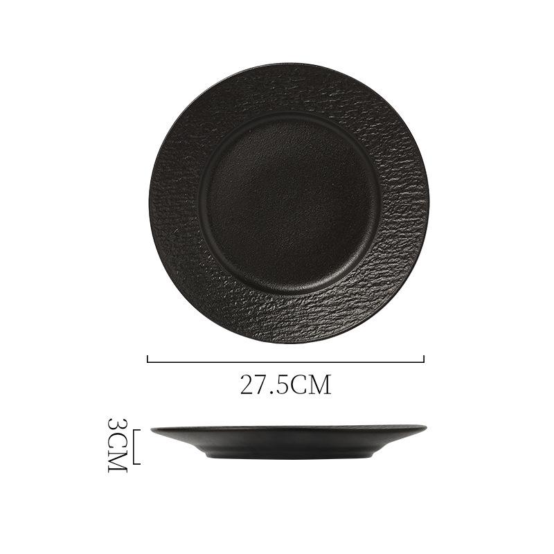 New Black Ceramic Frosted Steak Plate High-End Restaurant High Temperature Resistant Western Food Plate Pasta Plate Japanese Material Sashimi Plate