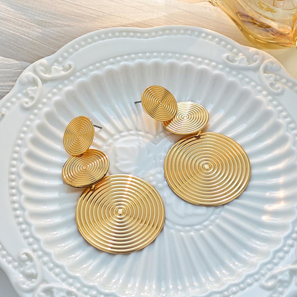 Exaggerated Personality Geometric Round Earrings, Simple Creative Design Sense Splicing Mosquito Coil Disc Earrings Female