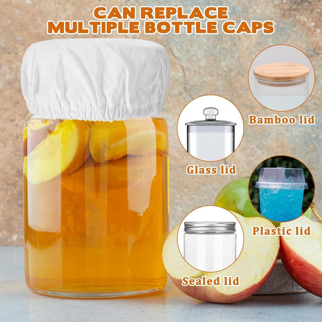 4 Pack Sourdough Jar Cover, Reble Sourdough Starter Jar Cover Cloth Fits Jars 3-4 Inch Cotton Bread Fermentation Container Tops Elastic Breathable