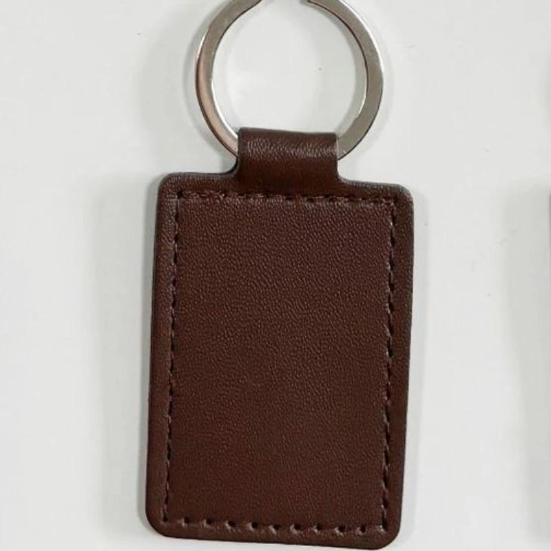 

Laser Engrave Name Leather Keychain for Men Women Vintage Custom Car Logo Key Chain Pendant Personalize Number Rectangle Keyring Blank кофейный