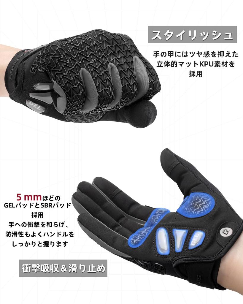 ROCKBROS Cycling and Full Shock Touchscreen Unisex for Men and Suitable for Road Mountain and Gloves, Summer, Spring, Autumn, Finger, SBR+GEL Padded,