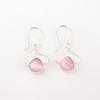 Pink Cat's Eye Gemstone 925 Sterling Silver Jewelry Handcrafted Earrings 1.50" EE-2-42