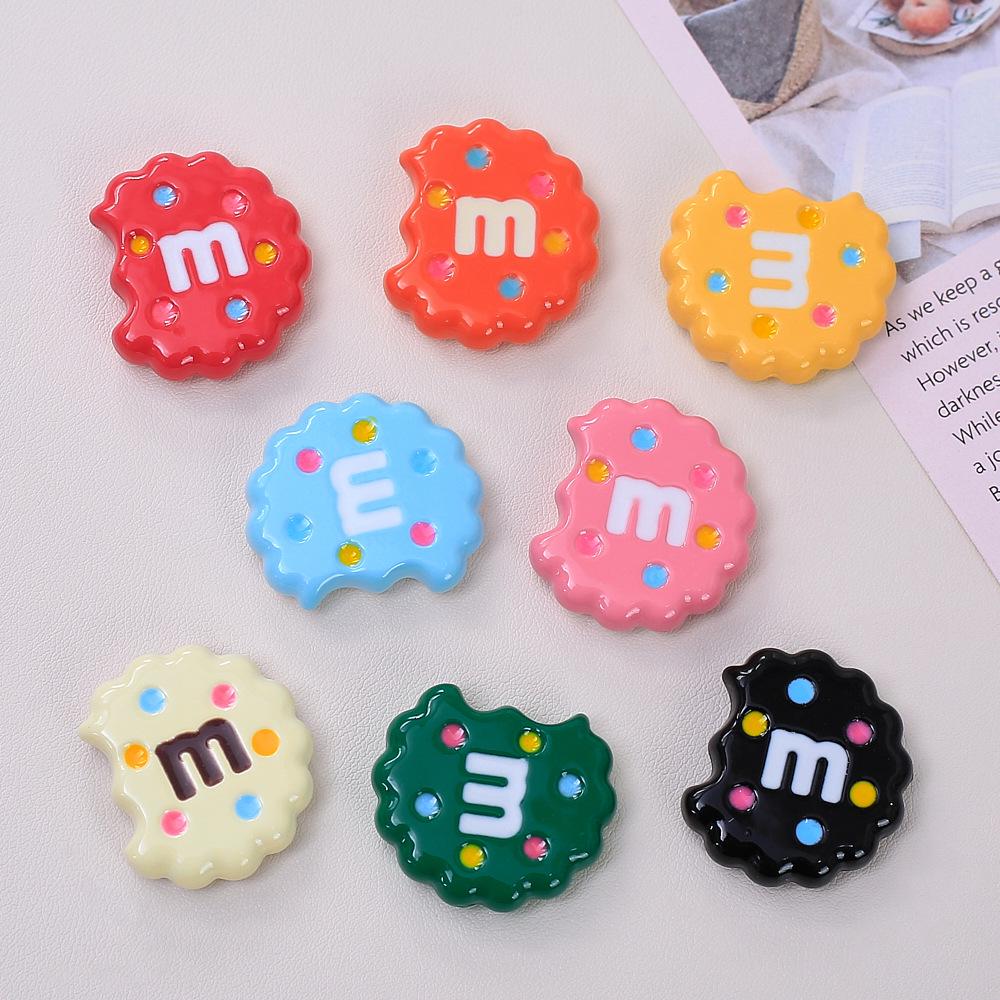 Handmade Colorful M Cookie Toy Ornaments: Creative DIY Kit with Cream Glue & Resin Accessories