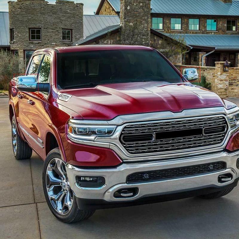 2pcs Chrome Cover Auto Rearview Mirror Cap Covers with Turning Light Style For Dodge Ram
