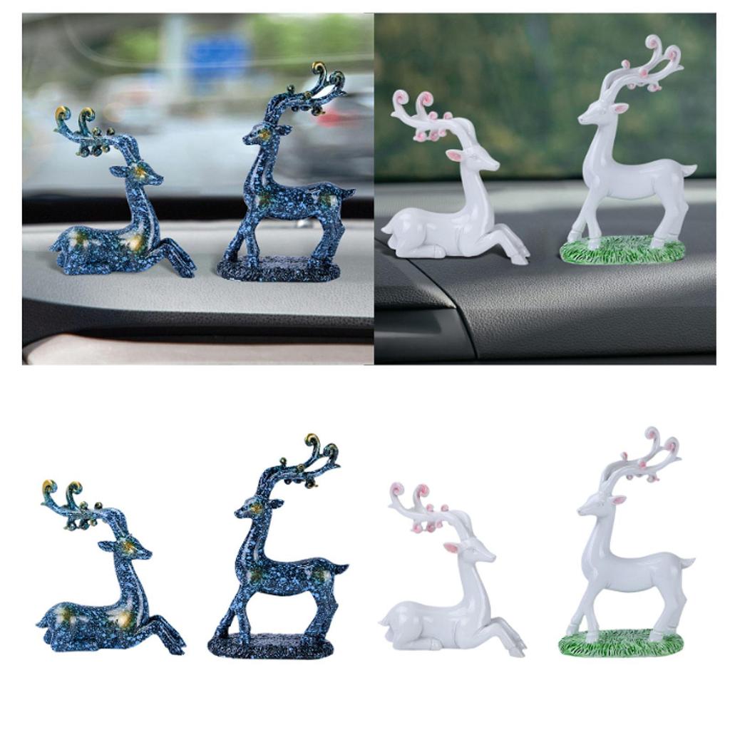 Figurine Car Dashboard Decor Reindeer Statue Resin Car Interior Accessory Christmas