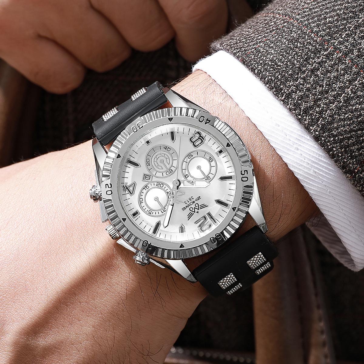 Business Watch Men S Large Dial Non-Mechanical Strap Calendar Quartz Watch Silicone Watch