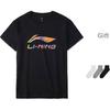 Li-Ning Sports Fashion Series Logo Print Loose Casual Round Neck Pullover Short Sleeve T-Shirt Unisex Tops Black AHSU835-1