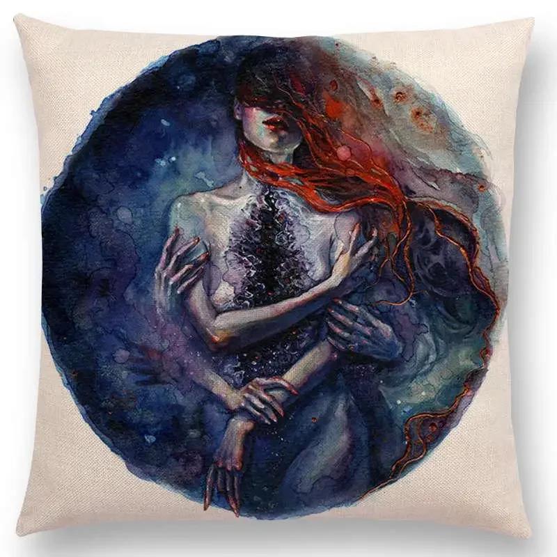 Gorgeous Oil Painting Cushion Cover Miracle Girl Wonder Beauty   Beautiful Queen Narwhal Cat Swan Sofa Pillow Case
