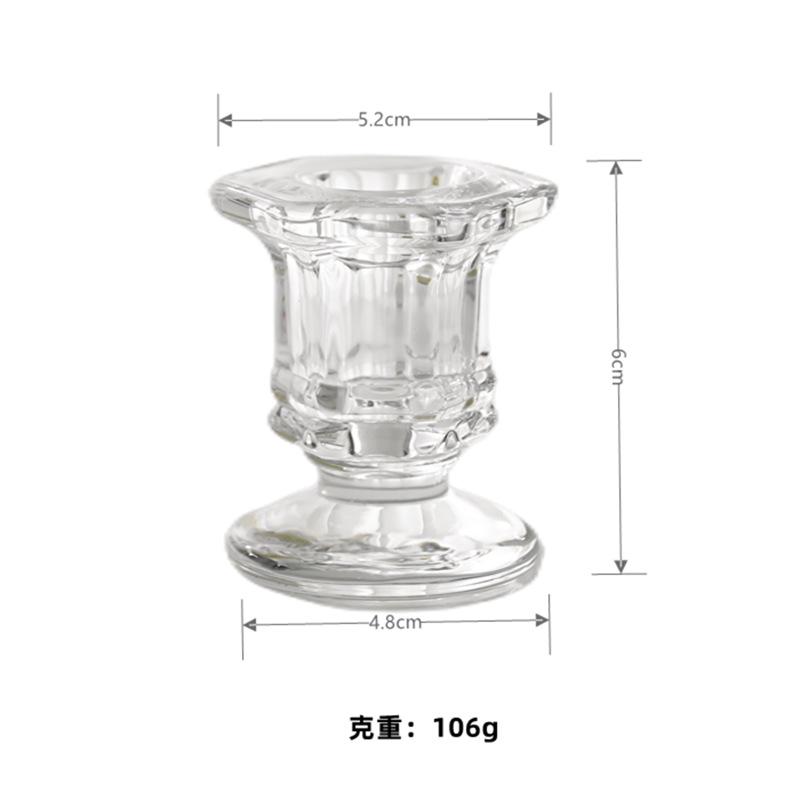European Simple Glass Candlestick Household Pole Wax Base Romantic Dining Table Creative Home Decoration
