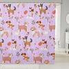 Cartoon Husky Shower Curtains,Cute Dog Animal Kawaii Family Puppy Pet Bath Curtain,Boho Floral Leaves White Waterproof Fabric