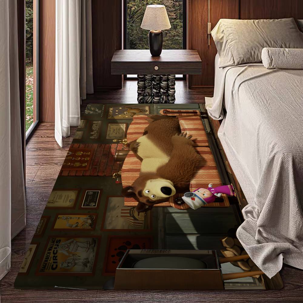 

M-Masha And B-Bears Hallway Carpet Washable Non-Slip Living Room Sofa Chairs Area Mat Kitchen Doormat Area Rug 40x60cm