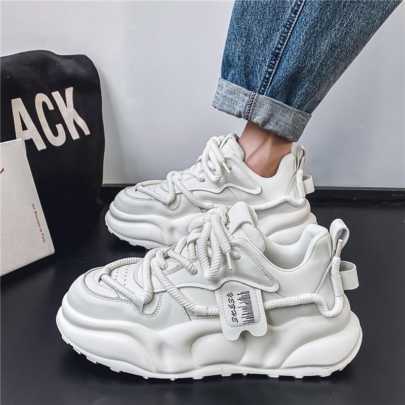 

New Exquisite Men s Sneakers Fashion Trend Versatile Casual Board Shoes Thick soled Height Increasing Breathable Running Shoes 39 білий