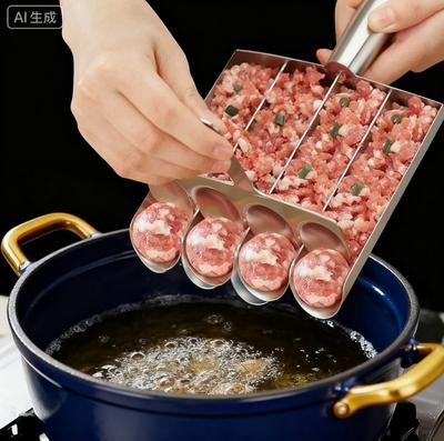Easy-Release Non-Stick Meatball Maker Set - Manual Meatball Spoon for Effortless Fish Balls-Ideal Kitchen Tool for Home Cooking