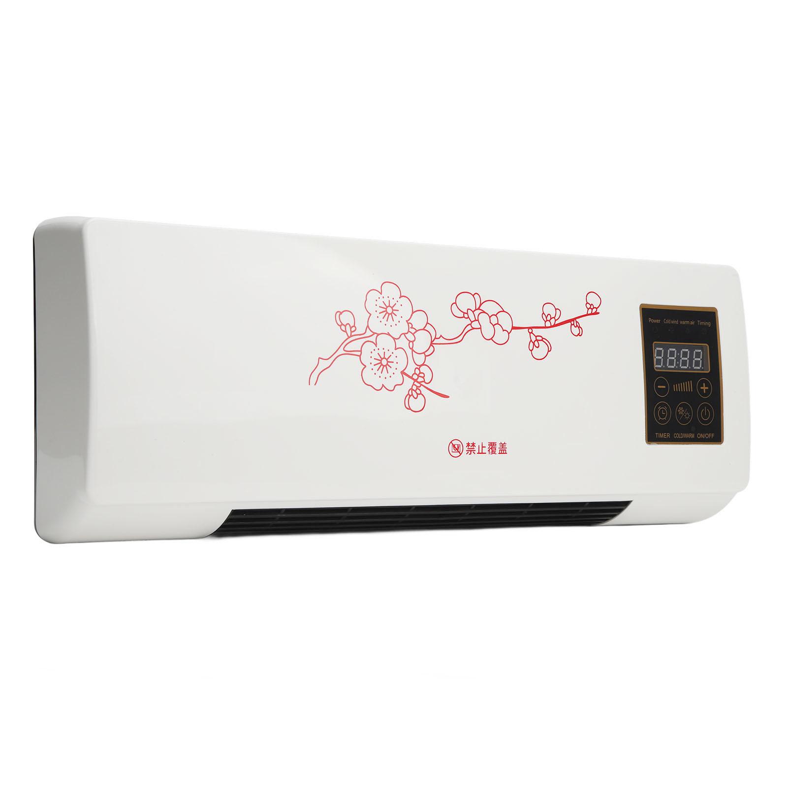 

Электрический обогреватель, вентилятор, 2000 Вт, настенное крепление, пульт дистанционного управления, сенсорный дисплей, таймер, тихий