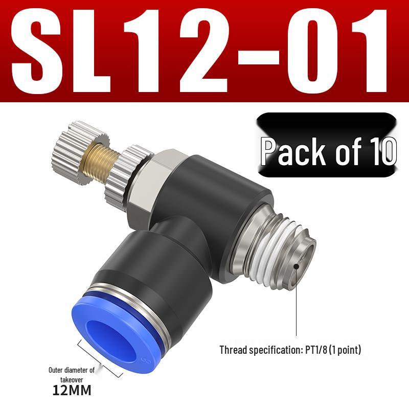 Adjustable Pneumatic Throttle and Speed Control Valve with Quick Connector for Air Tubes SL4 6 8-M5-01-02