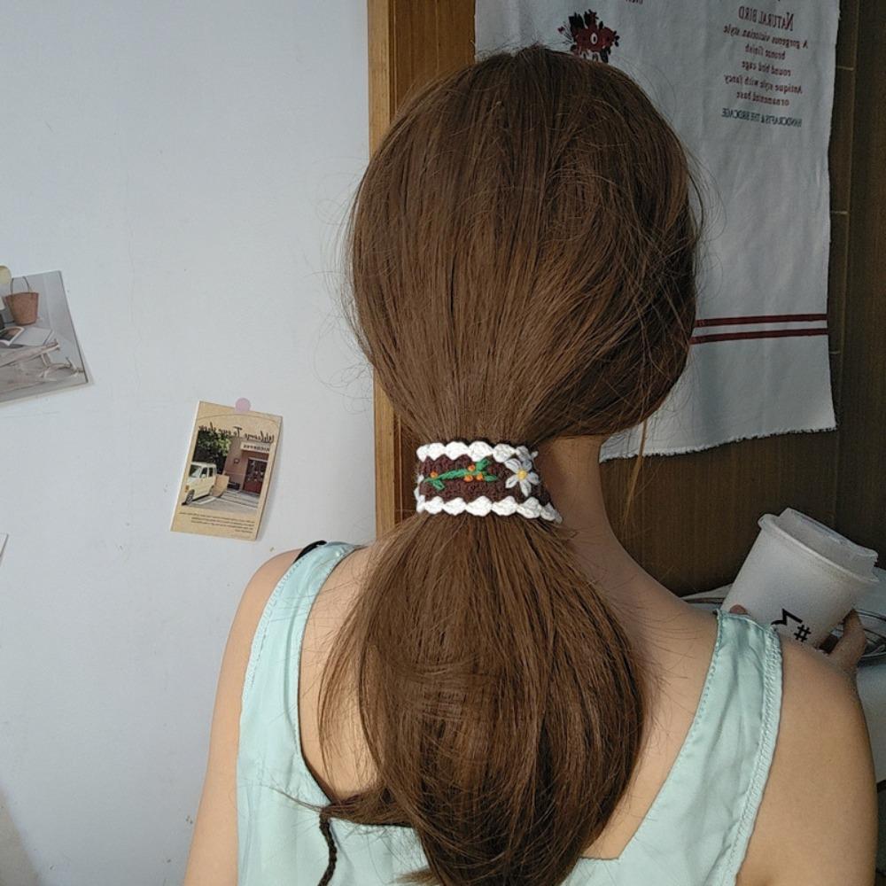 Woolen Yarn Crochet Hair Band Embroidered Pastoral Style Hair Band  Hair Styling Accessory