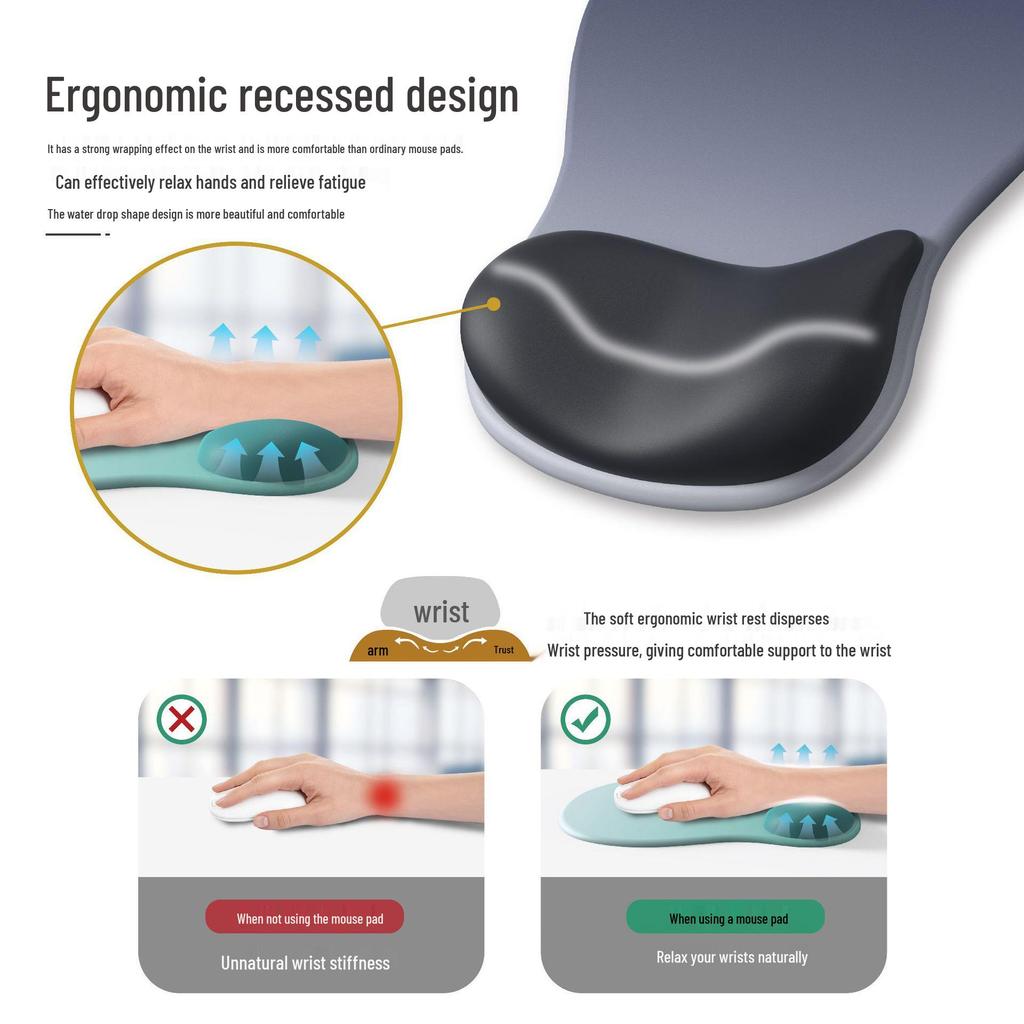 3D Memory Foam Non-Slip Wrist Support Mouse Pad for Gaming & Office