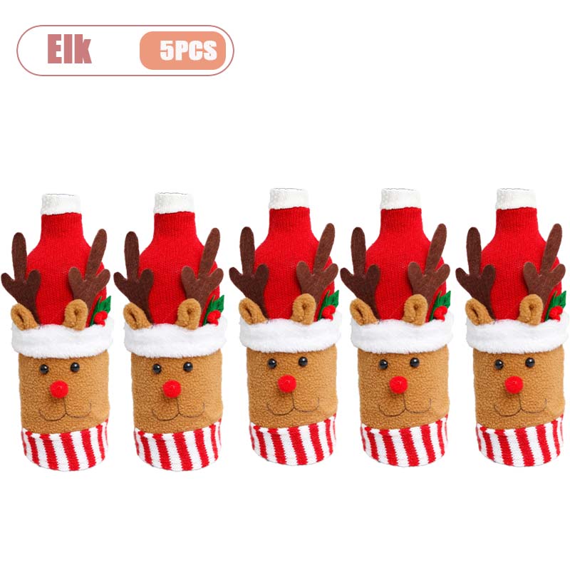 Knitted Christmas Wine Bottle Cover Santa Wine Sleeve Champagne Bottle Set Party Decoration for Restaurant Dining Table Setup