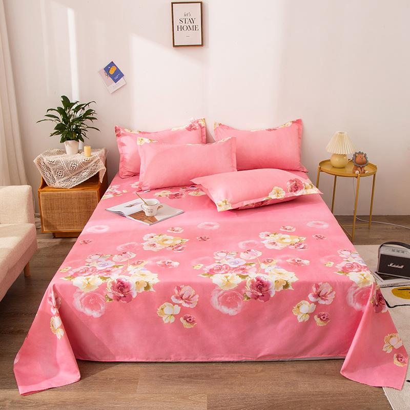 1pcs Dormitory Hotel Single Bed Sheets Elegant Geometry Printed Double Bed Sheets Cartoon Home Bedroom Decoration Supplies