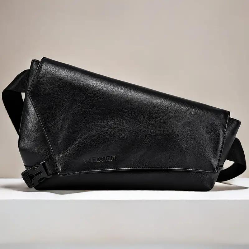 

Сумка-мессенджер WEIXIER Retro Unbalanced Flap, стильная нагрудная сумка для мужчин и женщин, водонепроницаемая износостойкая модная сумка через плечо для ежедневных поездок на работу чёрный