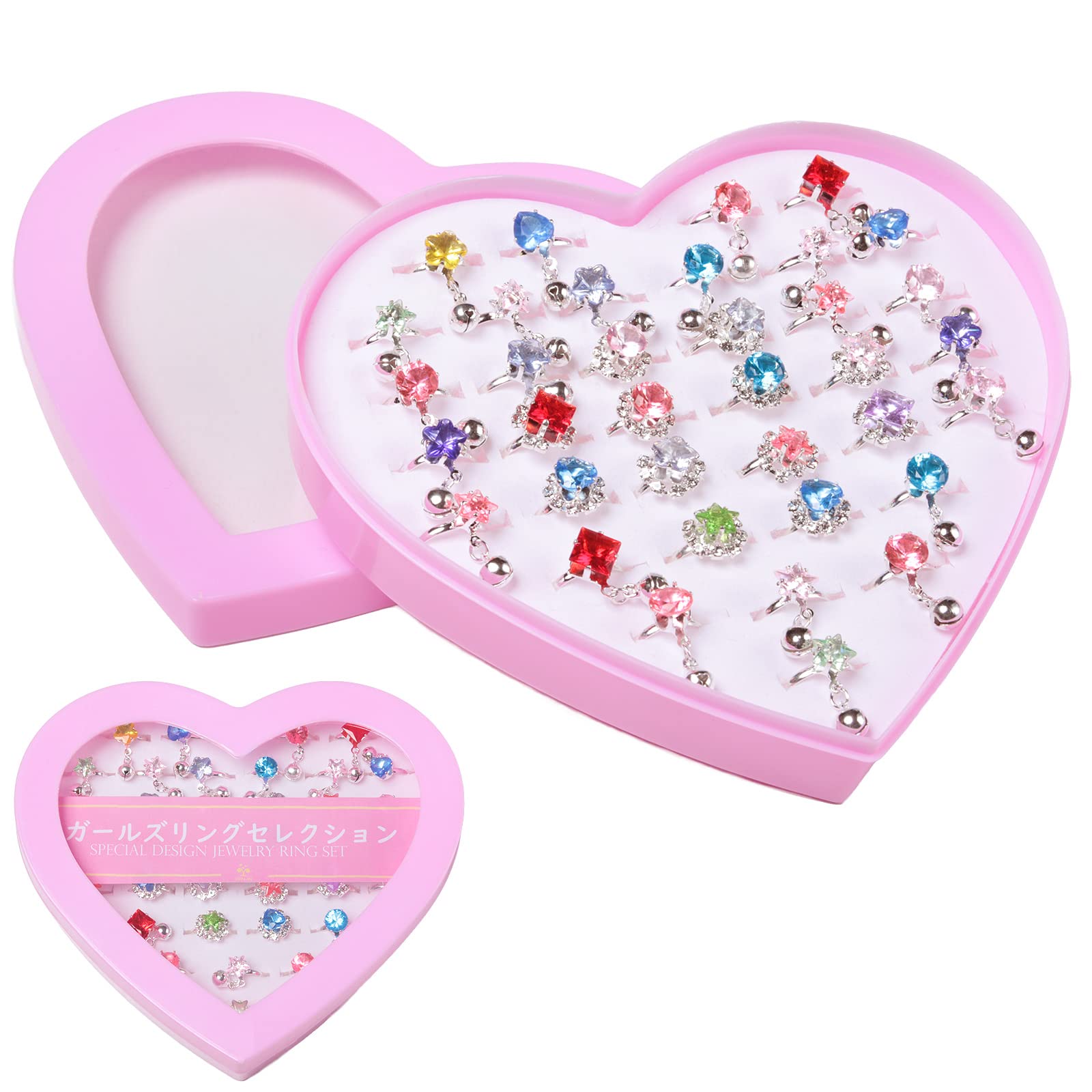 

Набор колец Детские кольца для набора из 36 штук с футляром для хранения, идеально подходит для белых летних подарков [kikkodoku] (с бонусом) девочки, игрушка, (отправлено случайным образом),