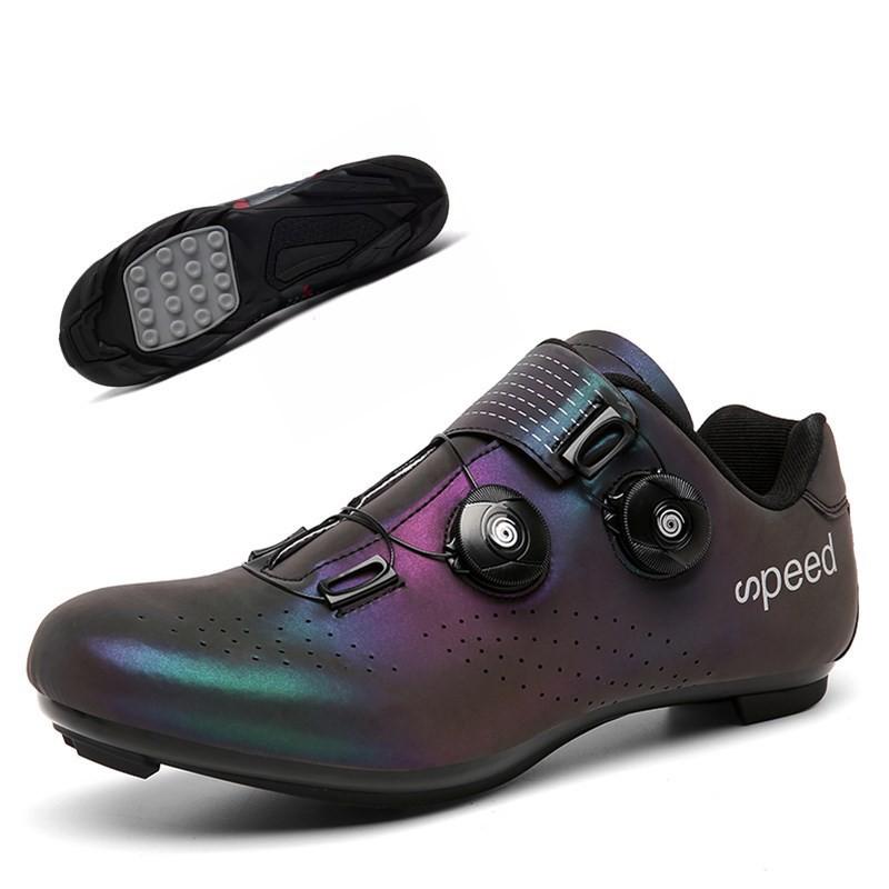 Unisex Cycling Shoes With Cleat Compatibility Road Mountain Bike Pedal Locking Footwear Reflective Design
