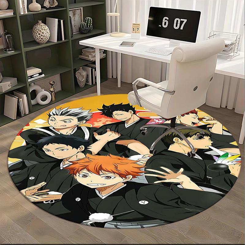 1pc Anime Cartoon Design Round Carpet for Office Chair Mat, NonSlip Rug Suitable for Home Decor, Living Room, Bedroom