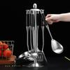 6/7Pcs Kitchen Utensil Set 304 Stainless Steel Cooking Tools with Wooden Handle, Turner Soup Spoon Strainer Pasta Server