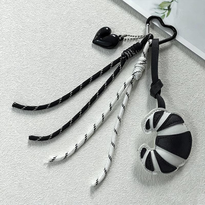 Tas Hanger Nieuw Gevlochten Touw Croissant Vorm Mobiele Telefoon Lanyard Leer Geweven Touw Tas Hanger Cadeaus