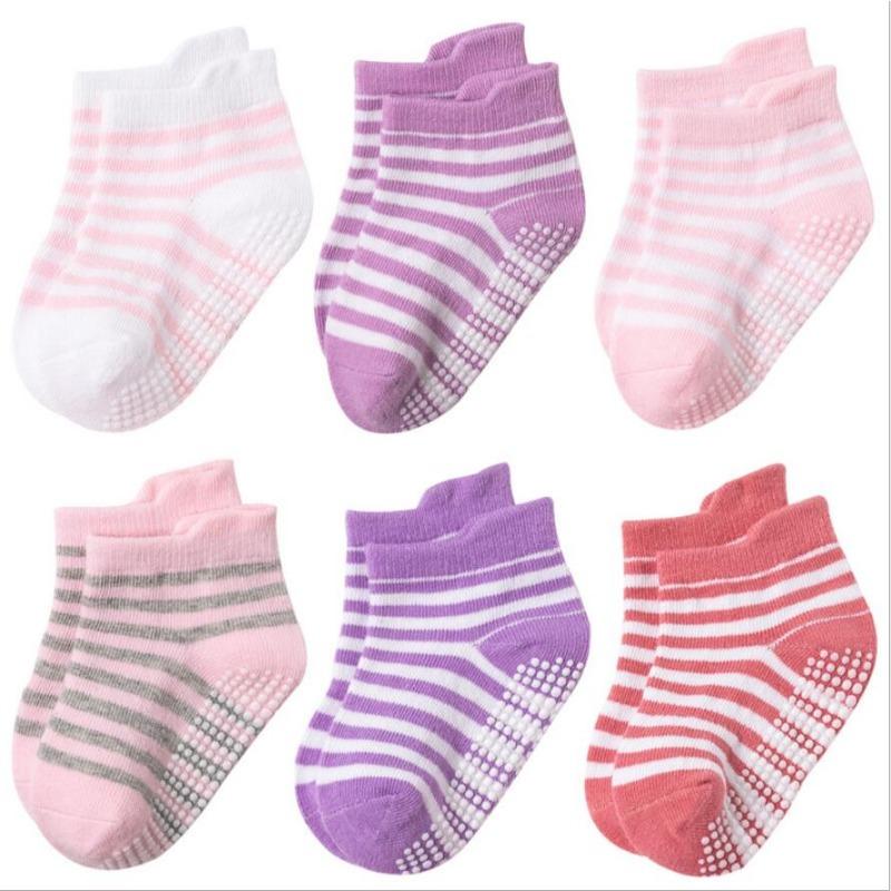6 Pairs Socks Set Non-slip Baby Socks Boys And Girls Different Color Chosen Fitted 0 To 36 Months Baby Four Season Socks