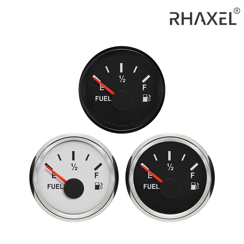 RHAXEL 52mm (2'') Fuel Level Gauge Adjustable Signal for Car Vessels Tractor with Red Backlight 9-32V