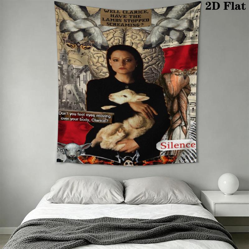 The Silence of the Lambs Wall Tapestry Aesthetic Wall Hanging Printed Fabric Blanket Decorative Tapestries for Bedroom Living Room Home Decor