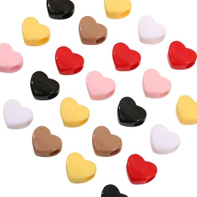 30 pezzi perline acriliche a forma di cuore in tinta unita perline per la creazione di gioielli fai da te, bracciali, collane