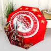 Olympiacos F.C Fashionable Automatic Opening/Closing Folding Umbrella. Portable and Foldable, Ideal for Gift, Travel, and Daily Use.