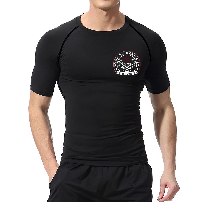 Baki Print Compression Shirts for Men Athletic Quick Dry Tshirts Tees Tops Gym Workout Fitness Undershirts Baselayers Rash Guard