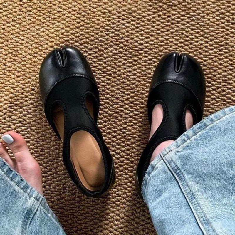 Inner Heightening Version~ French Niche Split-toe Shoes Hollow Sandals Women's New Summer Versatile Mary Jane Single Shoes
