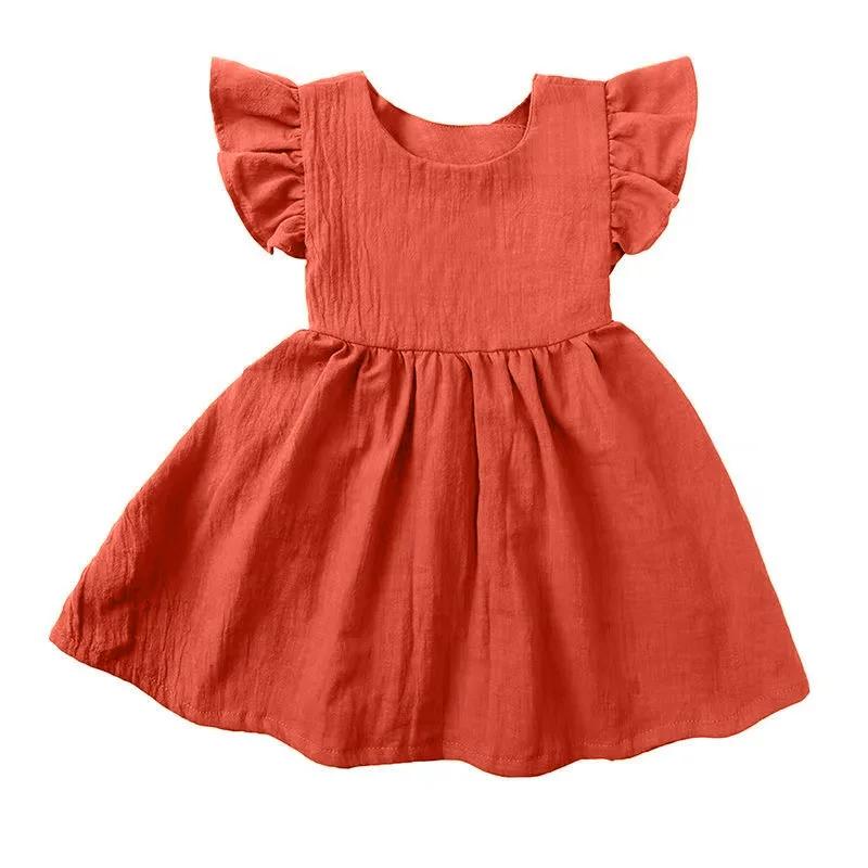 1 6 let Dívky Šaty s volánky Ležérní Bez rukávů Letní Outfit se zadním mašlí