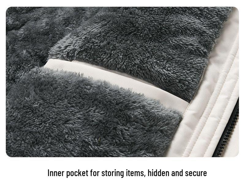 Men's Windproof Fleece-Lined Hooded Jacket: Warm, Thick Cotton Coat for Winter and Outdoor Activities