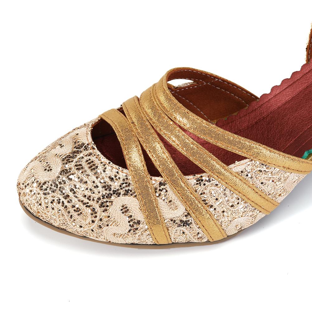 Dance Shoes for Women Hollow Women Outdoor Sandals Breathable Latin Salsa Mid Heel Ballroom Dance Shoes Heel 5.5CM