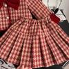 Winter Edition Girls Red Grid Bow Set Baby Cotton Two Piece Toddler Girl Clothes