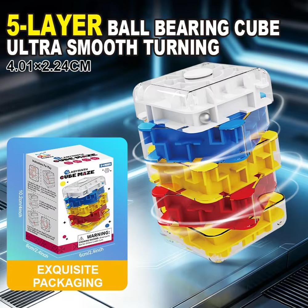 Novelty Fun 3D Maze Ball Interactive Puzzle Roller Cube STEM Learning Toy for Kids Teens Stress Cognitive Skill Game