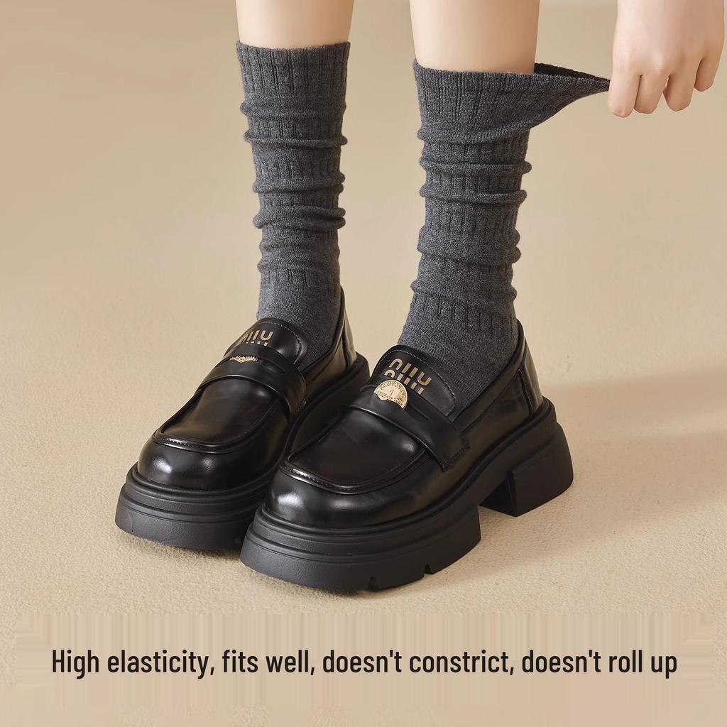 Women's Thickened Warm Mid-Calf Socks - White Boneless Leg Warmers for Autumn/Winter