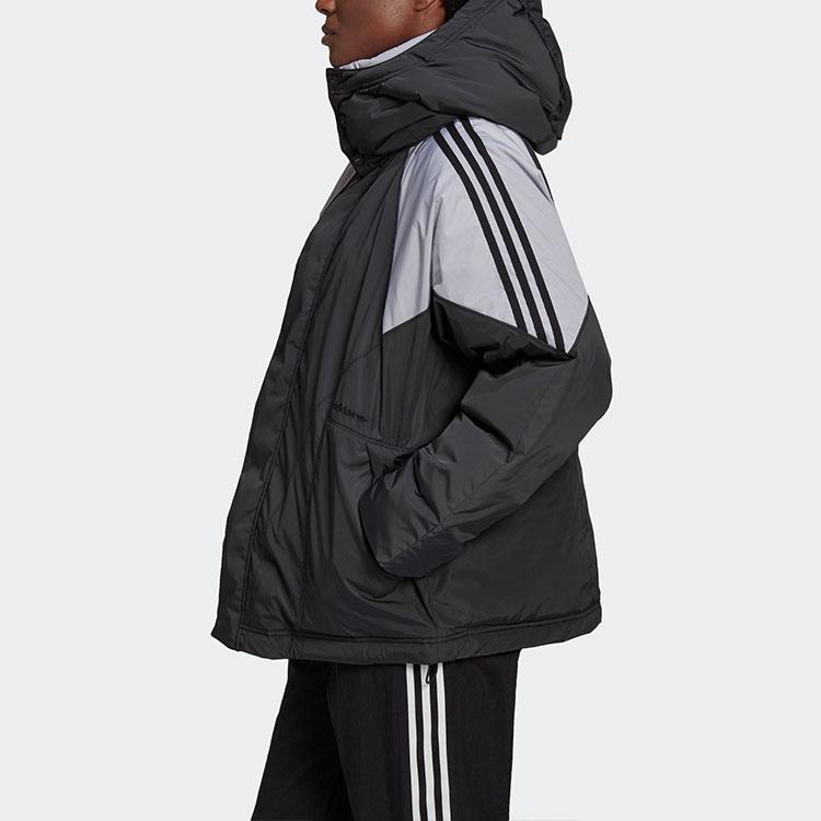 Adidas Originals Large Trefoil Logo Down Jacket Casual Comfortable Hooded Long Sleeve Coat Winter Women Jacket Black GD2506
