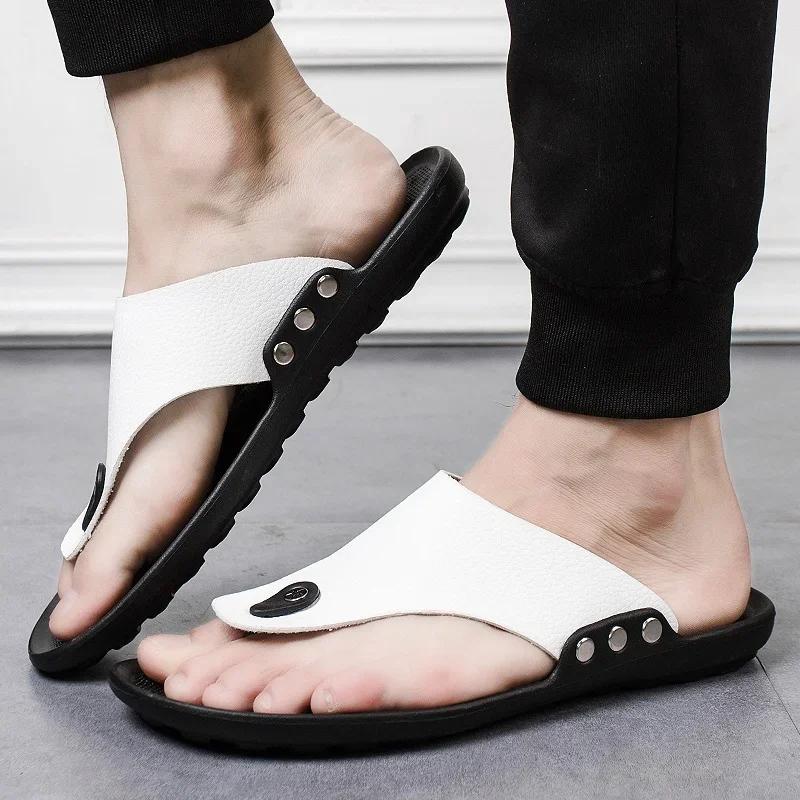 Fashion Summer Slippers Men Flip-Flops for Men Beach Slippers Brown Sandals Comfortable Shoes Non-Slip Bathroom Shoes Men Shoes