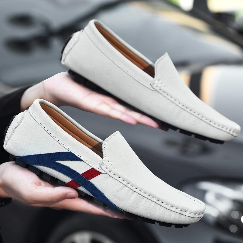 2025 Slip On Men Loafers Genuine Leather Lazy Shoes Mocasines Driving Casual Shoes For Men Unique Style Flats Plus Size 38~49