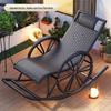 Adult Rattan Rocking Chair: Steel-Framed Recliner for Leisure and Napping on Balconies
