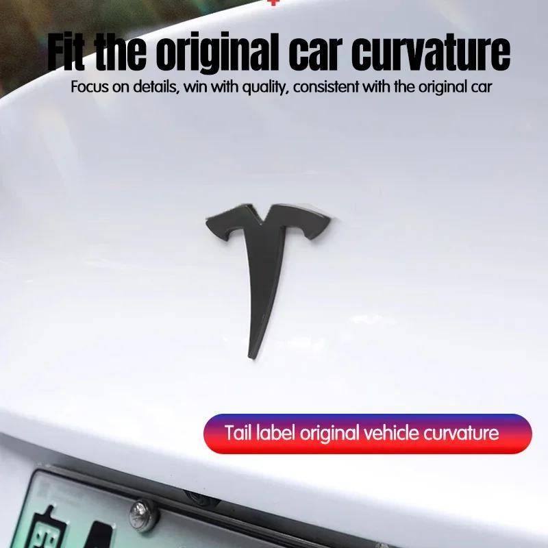 CQPKJ1 For Tesla- Car Front Emblem Rear Trunk Emblem Suitable for Model 3 Mode Y metal logo replacement rear and rear logos blackening